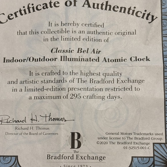 Bradford Exchange Classic Bel Air Atomic Wall Clock Lighted Chevy Garage 1957 GM - Picture 11 of 11